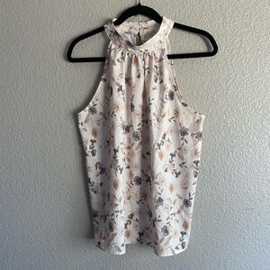 Sleeveless Floral High Neck Halter Blouse – Size M